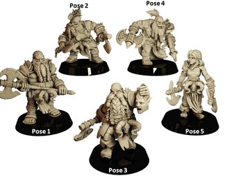 Dwarf Berserkers 28mm / 32mm D&D Resina 3D Impresa Mazmorras y Dragones En Miniatura Pathfinder Tabletop RPG Fantasy Character Master Forge