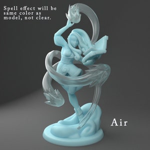 Genasi Mage Earth Fire Water and Air Options D&D 3D Resin Printed 28mm Miniatures Dungeons and Dragons Pathfinder Twin Goddess Display RPG