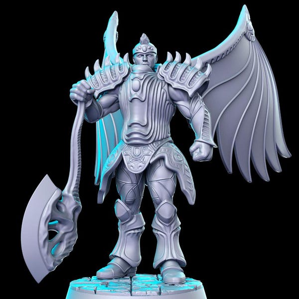 Kongol Armored Mohawked Warrior Fighter 28mm 32mm D&D Resin Miniature Dungeons and Dragons Roleplaying RN Estudio LoD JRPG 34