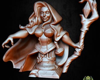 Agatha Sexy Female Warlock Witch Sorceress Resin Bust Dungeons and Dragons Pathfinder Character Miniatures of Madness Spellcasters