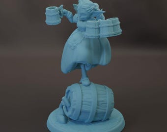 Goblin-barmanka-dziewczyna-pinup-żeńska-dziewczyna-D&D-3D-drukowana-28-mm-miniaturka-Dungeons-and-Dragons-Pathfinder-stołowa-podwójna-bogini-wyświetlacz-RPG-Fae-Brew