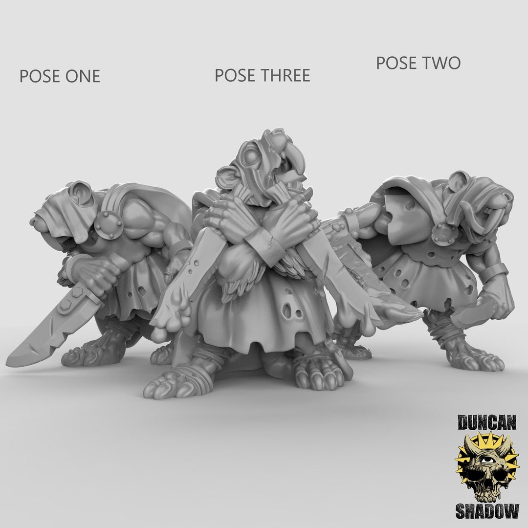 Ratfolk Gutter Runners 28mm / 32mm Miniatures Resin Printed Dungeons