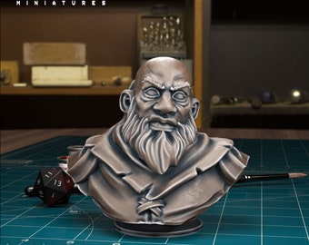 Busto de Dmitri, miniaturas de resina, D&D, Dungeons and Dragons, Pathfinder, DnD, juego de rol de mesa, estatua de TytanTroll, septiembre de 2023