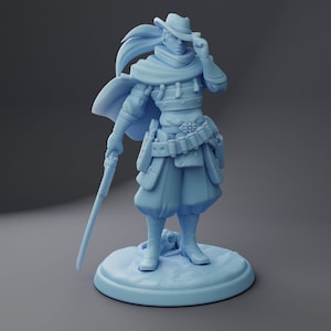 Samurai Cowboy Gunslinger Blade 28mm 32mm 54mm or 75mm Statue D&D Resin Miniature Dungeons and Dragons Roleplaying Twin Goddess Western Mini