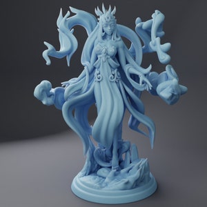 Genasi Queen 28 mm 32 mm 54 mm oder 75 mm Statue D&D Resin Miniature Dungeons and Dragons Pathfinder RPG Rollenspiel Zwillings-Göttin Royalty Mini