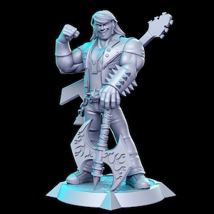 Eddie Riggs Brutal Legend Guitarist Human Demon 28mm 32mm D&D Resin Miniature Dungeons and Dragons Roleplaying RN Estudio Western RPG Vol 4