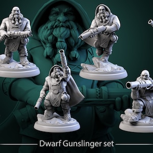 Dwarf Gunslingers 28mm or 32mm D&D Resin Miniature Dungeons and Dragons Pathfinder RPG Roleplaying White Werewolf Tavern The Forge