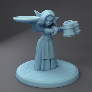 Stella the Goblin Waitress Tavern Playset D&D 28mm or 32mm Miniature Dungeons and Dragons DnD Tabletop Twin Goddess Display RPG