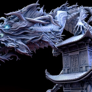 Azure Dragon - Asian Themed Resin Miniature D&D Dungeons and Dragons DnD Pathfinder, Tabletop for Display or RPG Mini Monster Mayhem Dynasty
