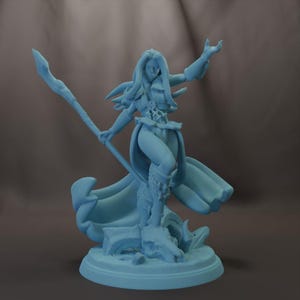 Female Orc Spellcaster 28mm or 32mm D&D Resin Printed Miniature Dungeons and Dragons Pathfinder Tabletop Twin Goddess Mini for RPG Bone Orc