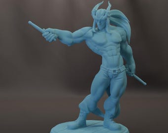 Styx Sexy Male Tiefling Drummer D&D Resin 28mm 32mm Miniature Dungeons and Dragons Pathfinder Tabletop Twin Goddess Display RPG Stormbrew