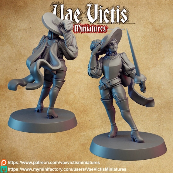 Female Musketeer Mini 28mm 32mm D&D Resin Miniature Dungeons Etsy
