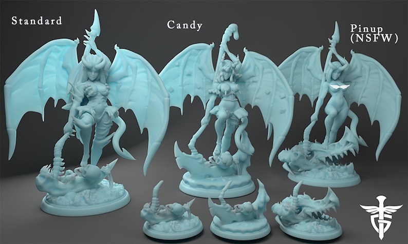 Sexy Succubus Pinup Character D&D 3D Resin Printed 28mm Miniature Dungeons and Dragons Pathfinder Tabletop Twin Goddess NSFW Display or RPG 