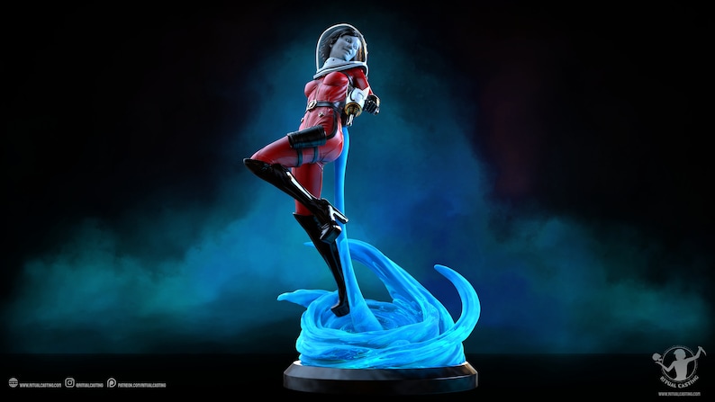Suzie the Spacegirl SFW 1:10th y 14th Scale Figure Resin Model Kit Sin pintar 3D Resin Print by Ben Douglas of Ritual Casting imagen 3