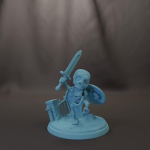 Gary Cute Skeleton Warrior D&D Resin Printed 28mm or 32mm Miniature Dungeons and Dragons Pathfinder Tabletop Twin Goddess Display RPG Spooky