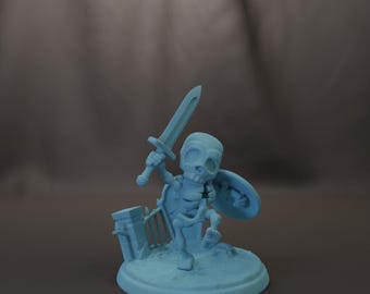 Gary Cute Skeleton Warrior D&D Resin Printed 28mm or 32mm Miniature Dungeons and Dragons Pathfinder Tabletop Twin Goddess Display RPG Spooky
