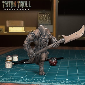Gnoll Spearman 28mm or 32mm Resin Minis D&D Dungeons and Dragons Pathfinder Fantasy DnD Tabletop for Display or RPG TytanTroll Miniatures