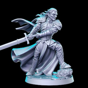 Levariel the Elven Knight Resin Miniature Middle Earth 28mm 32mm Scale DND Pathfinder Tabletop Against the Shadows 2 RN Estudio