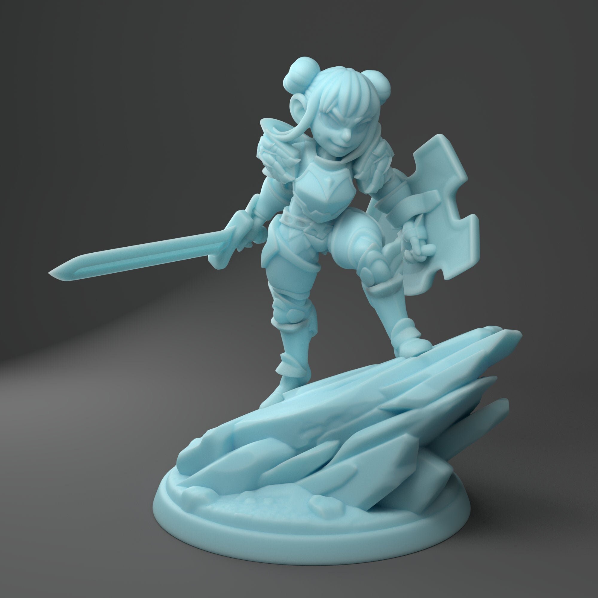 Gnome Female Paladin with Sword D&D 3D Resin Printed 28mm Miniature Dungeons and Dragons Pathfinder Tabletop Twin Goddess Display or RPG