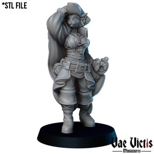 Female Tabaxi Pirate Captain 28mm 32mm D&D Resin Print Miniature Dungeons and Dragons Pathfinder Tabletop Roleplaying Vae Victis Character