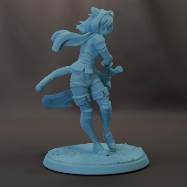 Shiba Dog Cat Rabbit Folk D&D Resina 28 mm 32 mm 54 mm Miniatura Dungeons and Dragons DnD Pathfinder Mesa Twin Goddess Display Monster Girl
