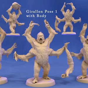 Girallon 4-Armed Gorilla 3D Printed Miniatures Dungeons and Dragons Pathfinder Tabletop - Mini Monster Mayhem Creature for Display or RPG