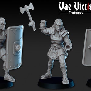 Goliath Gladiator Female Fighter 28mm D&D 3D Resin Printed Miniature Dungeons and Dragons Pathfinder Tabletop Character for Roleplaying