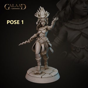 Female Sorceress Magic Spell Casters 32mm 28mm Resin Miniature Dungeons and Dragons Pathfinder Tabletop Galaad Miniatures Display Aztec Set