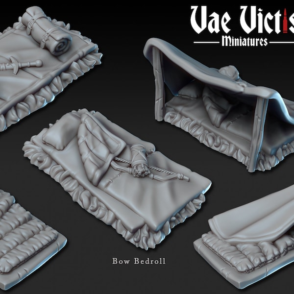 Bedroll Scatter Terrain Campsite Tent D&D 28mm or 32mm Miniatures Dungeons and Dragons, Pathfinder, Tabletop Vae Victis Display Roleplaying