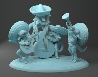 Fantasy Folletto Mariachi Band 28mm D &D 3D Resina Stampata Miniature Dungeons and Dragons Pathfinder Tabletop Twin Goddess per Display o RPG