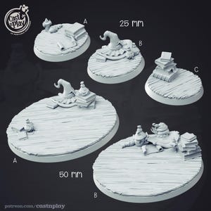 Wizard Bases for D&D Miniatures Spellcasters Witches Warlocks 25mm or 50mm - Dungeons and Dragons, Pathfinder, Tabletop Cast N Play