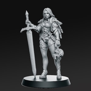 Zirila Swordmaster 3D D&D Resin Printed 32mm/28mm Miniature Dungeons and Dragons DnD Pathfinder Tabletop Display RPG RN Estudio Girls
