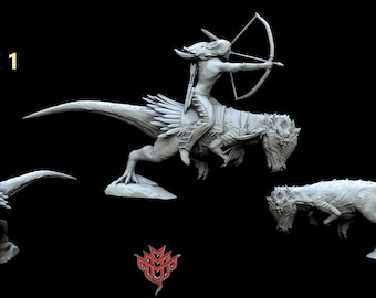 Tanto's War Horse Dinosaur 28mm 32mm D&D Resin Miniature Dungeons and Dragons Pathfinder RPG Roleplaying Mini Monster Mayhem Dino Tamer 2