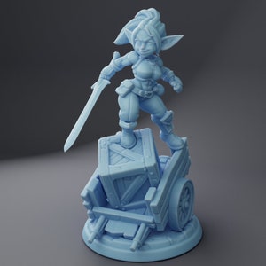 Blix the Musclegirl Goblin na wózku 28 mm 32 mm 54 mm lub 75 mm D&D Resin Miniature Dungeons and Dragons Roleplaying Twin Goddess Oaken Hollow 3