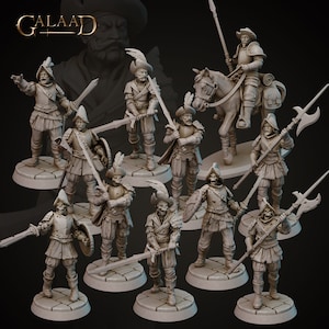 Conquistadors Bundle Includes Undead 32mm 28mm Resin Miniature Dungeons Dragons Pathfinder Tabletop Galaad Miniatures Display Conquistadors