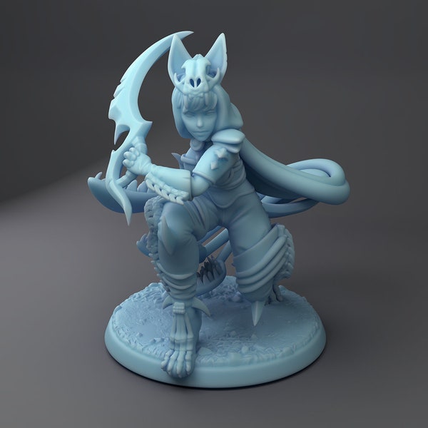 Displacer Beast Hunter Girl Lovely Mini D&D Resin 28mm or 32mm Miniature Dungeons and Dragons DnD Pathfinder Tabletop Twin Goddess Display