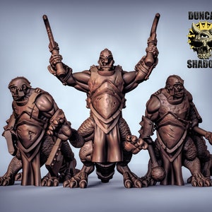 Dragon Ogre Shaggoth 3D Printed Miniatures - D&D DnD Dungeons and Dragons, Fantasy, Tabletop - Giant Warriors for Display or Role Playing