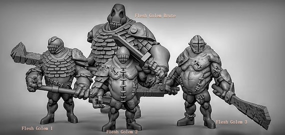 Flesh Golems D&D Miniatures - BPA Free Resin - Dungeons and Dragons, Pathfinder, Tabletop - Automaton Creatures for Display or Role Playing
