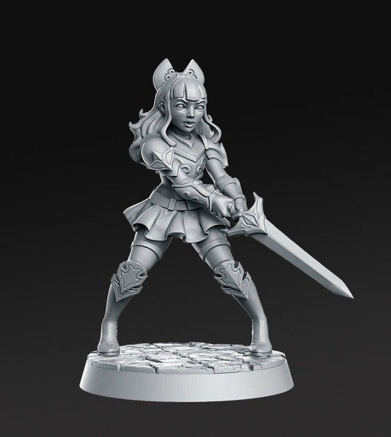 Young Female Fighter Child Anne D&D 3D Resin Printed 32mm / 28mm Miniature  Dungeons and Dragons Pathfinder Tabletop Display / RPG RN Estudio 