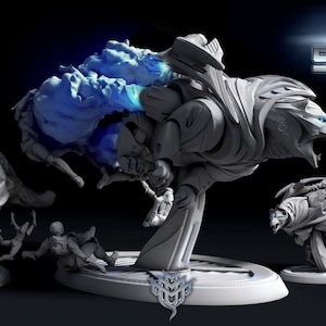 Könnte beinhalten: Eine weiße, detaillierte, wolfähnliche Kreatur mit blauen Augen, die auf einem runden Sockel steht. Die Kreatur befindet sich in einer dynamischen Pose, mit dem Kopf zur Seite gedreht und dem Maul in einem Brüllen geöffnet. Die Kreatur ist von einer blauen, wirbelnden Energiewolke umgeben. Der Text "The Souls Within Steel Volume 2" ist in der oberen rechten Ecke des Bildes sichtbar.