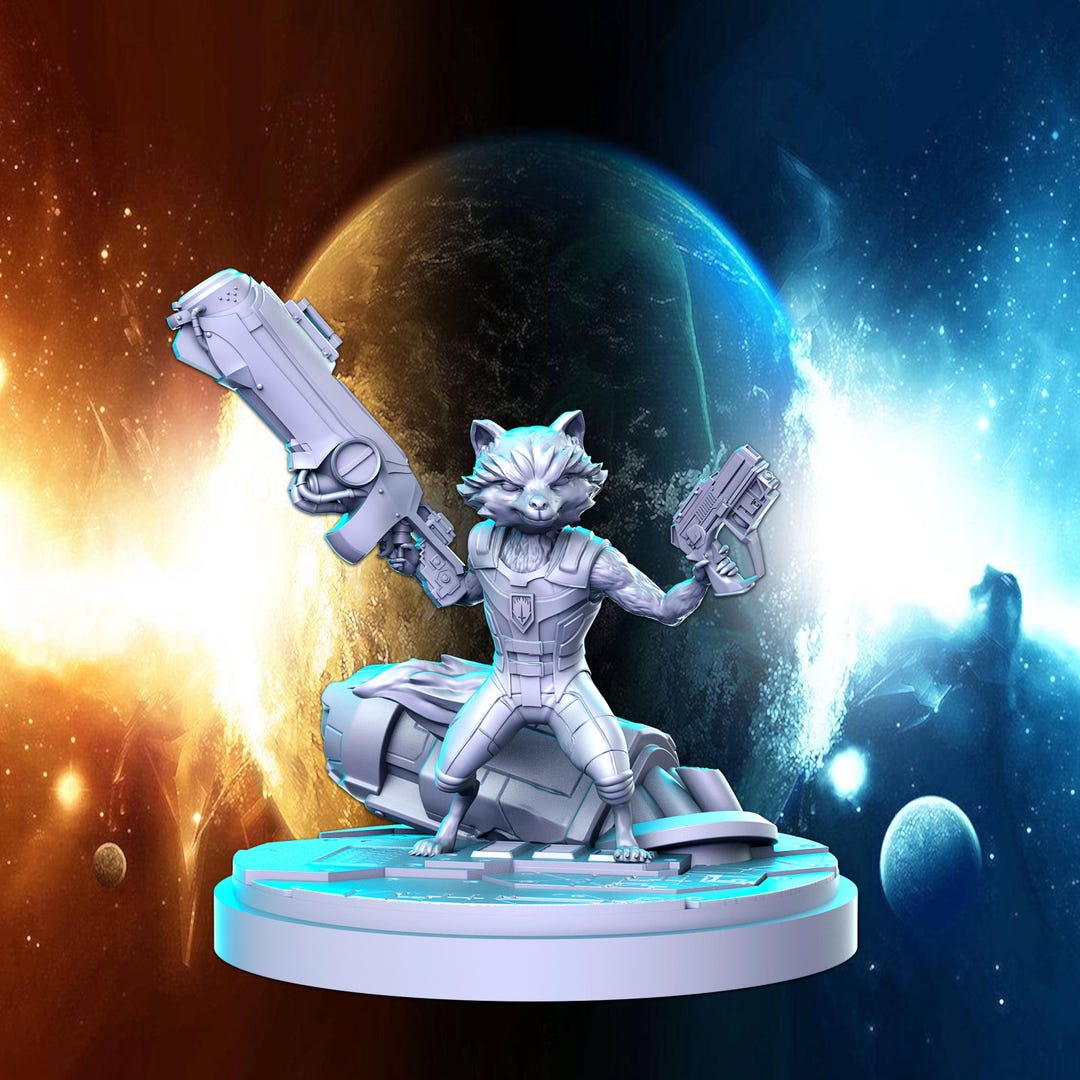Ricky Anthropomorphic Racoon Fighter Gunner Hero 28mm 32mm D&D Resin ...