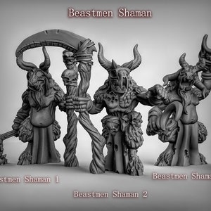 Beastmen Shaman LARGE Fantasy Minis - BPA Free Resin - Dungeons and Dragons, Pathfinder, Tabletop - Monsters for Display or Role Playing