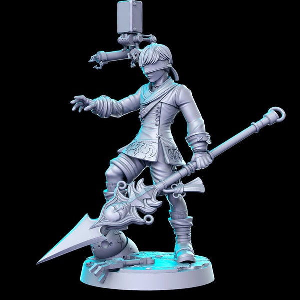 9S Nier Automata and Pod 28mm 32mm D&D Resin Miniature Dungeons and Dragons Pathfinder RPG Roleplaying RN Estudios Minis Classic JRPG Vol 16