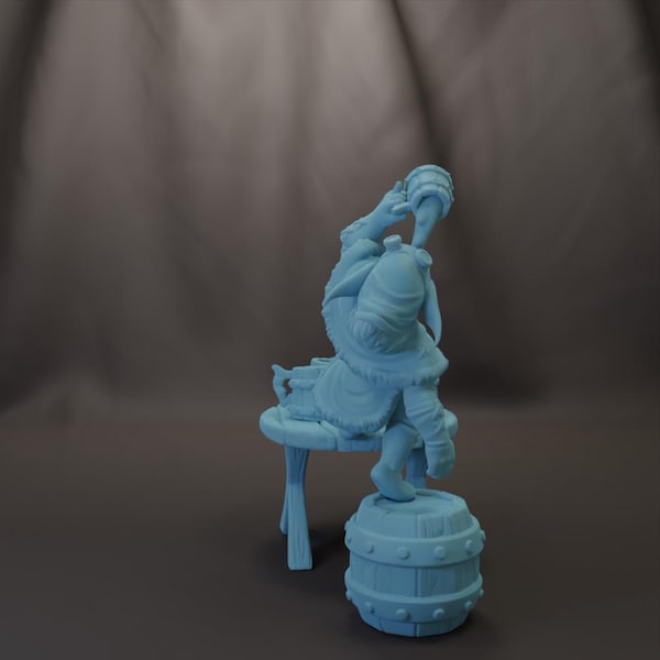Juderk Drinky Drunken Goblin w/ 6 Mug, Table, Benches, Keg D&D 28mm 32mm Miniature Dungeons Dragons DnD Tabletop Twin Goddess Display Tavern