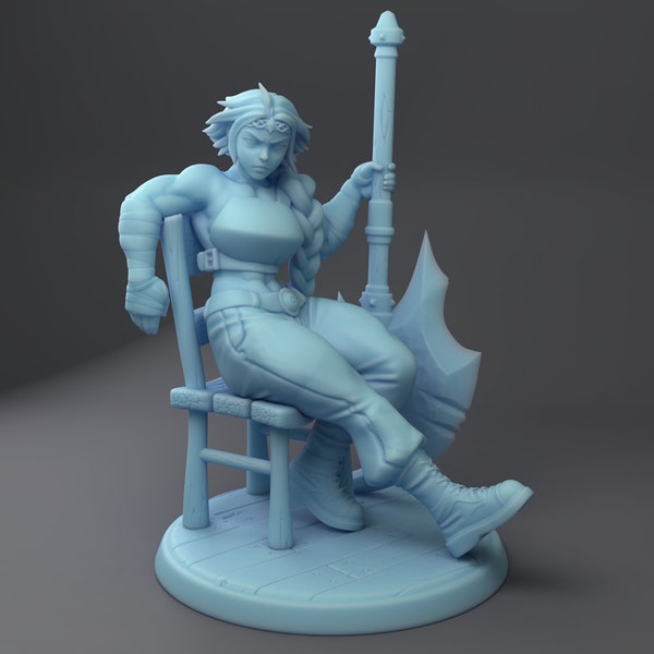 Millie the Merc SFW and NSFW (Nude) Mini Tavern Playset D&D 28mm 32mm Miniature Dungeons and Dragons DnD Tabletop Twin Goddess Display RPG