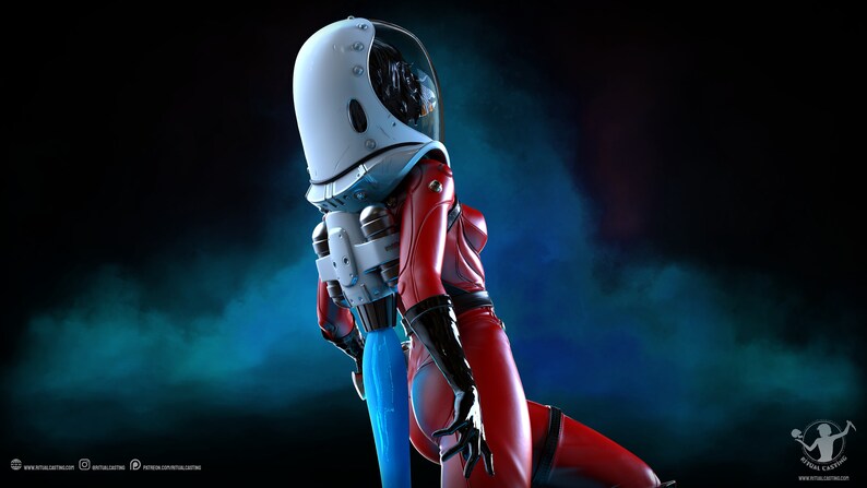 Suzie the Spacegirl SFW 1:10th y 14th Scale Figure Resin Model Kit Sin pintar 3D Resin Print by Ben Douglas of Ritual Casting imagen 6