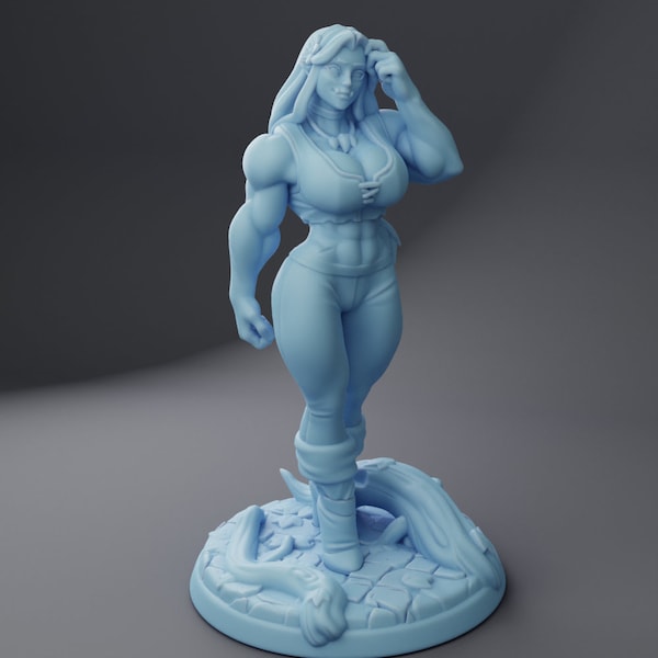 Fraeya the Orc Beauty Half Orc 28mm 32mm 54mm 75mm Statue D&D Resin Miniature Dungeons and Dragons Roleplaying Twin Goddess Oaken Hollow 3