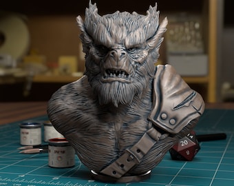 Bugbear Warrior Bust Resin Minis D&D Dungeons and Dragons Pathfinder DnD Tabletop Display RPG TytanTroll Miniature