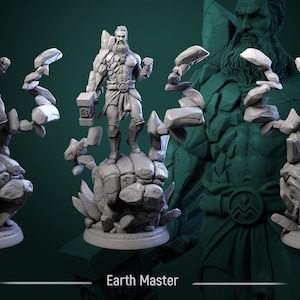 Earth Master Bender Resin Mini 28mm 32mm and 75mm Scales Dungeons and Dragons Pathfinder Tabletop Display RPG White Werewolf Tavern