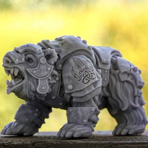 Dwarven Armored Warbear 28mm / 32mm D&D 3D Resin Printed Miniature Dungeons and Dragons Pathfinder Tabletop RPG Fantasy Character